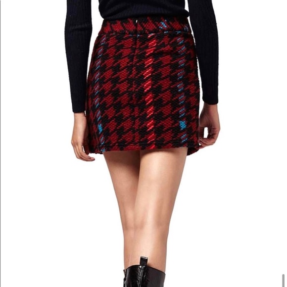Topshop Houndstooth High Rise A-Line Wool Skirt, 4 - Picture 2 of 6